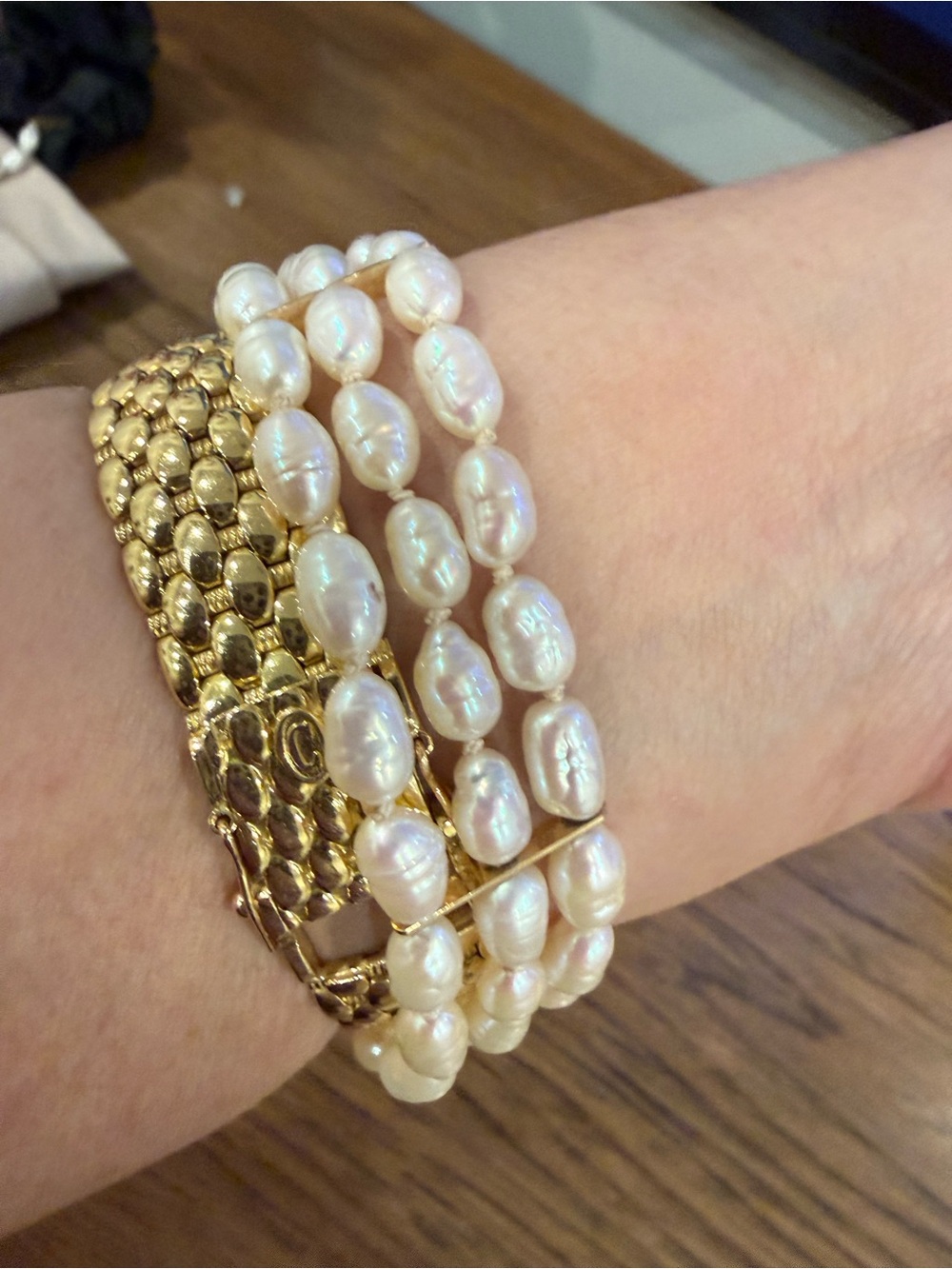 14k Gold Fresh Water Pearl Multi-Strand Bracelet Vintage - Picture 2 of 9